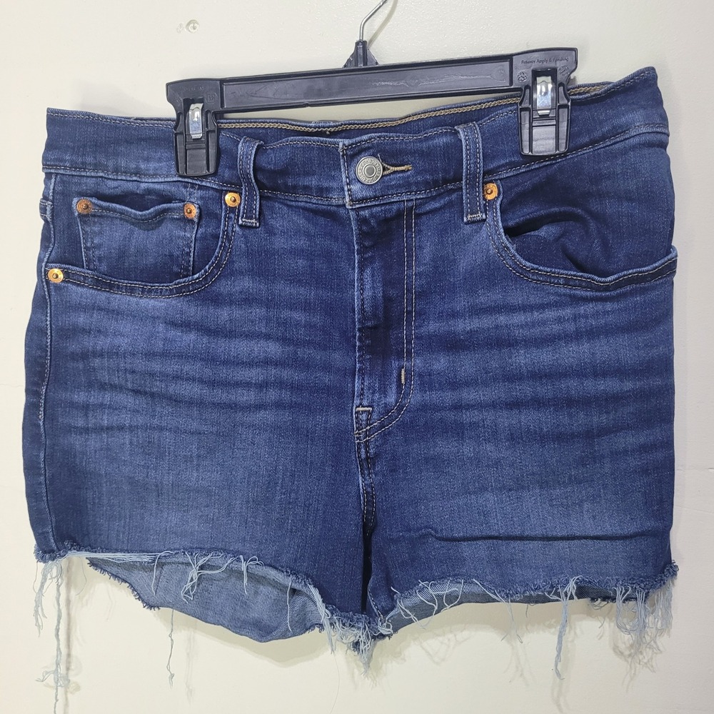 Levi's 721 High Rise Denim Shorts Women 30 Blue Cotton Blend Raw Hem Summer Boho